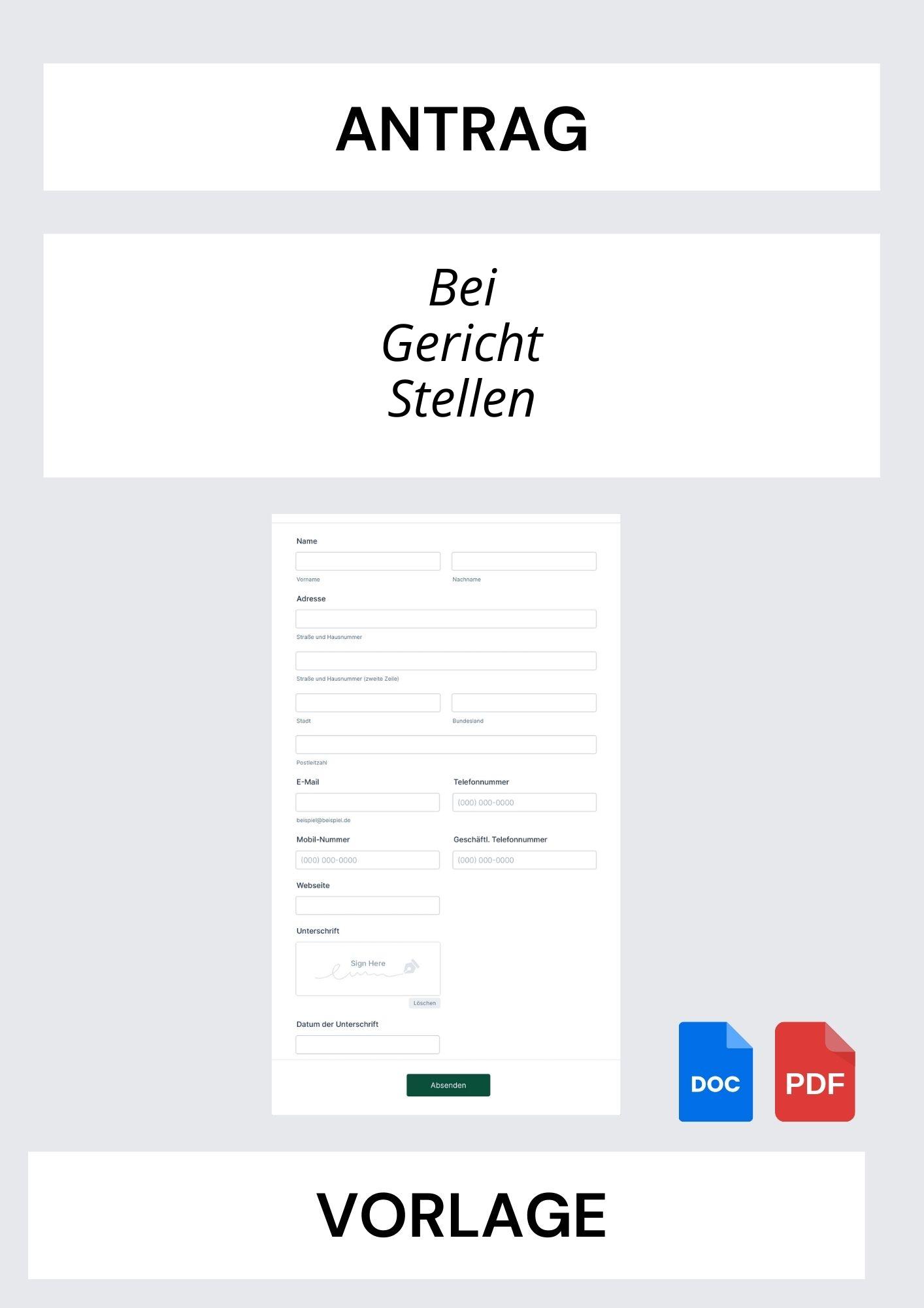 Antrag Bei Gericht Stellen Vorlage