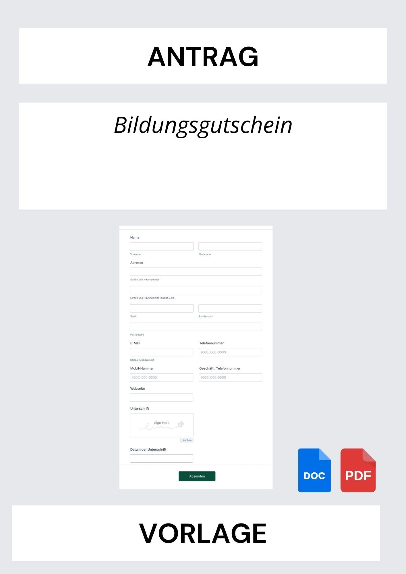 Antrag Bildungsgutschein Vorlage