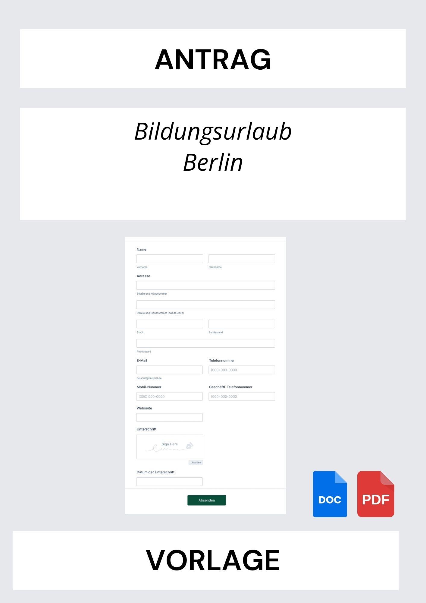 Antrag Bildungsurlaub Berlin Vorlage