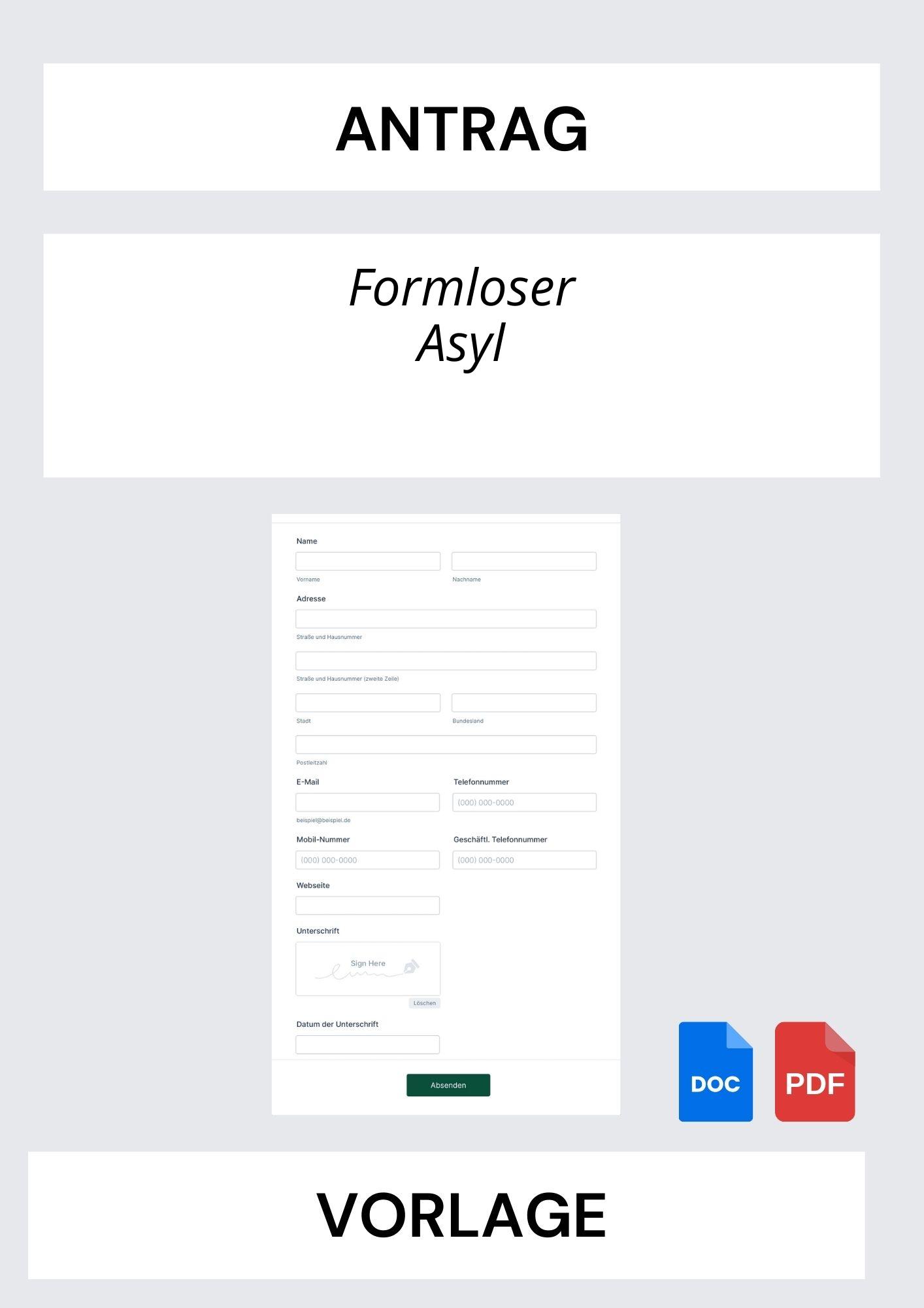 Formloser Asylantrag Vorlage