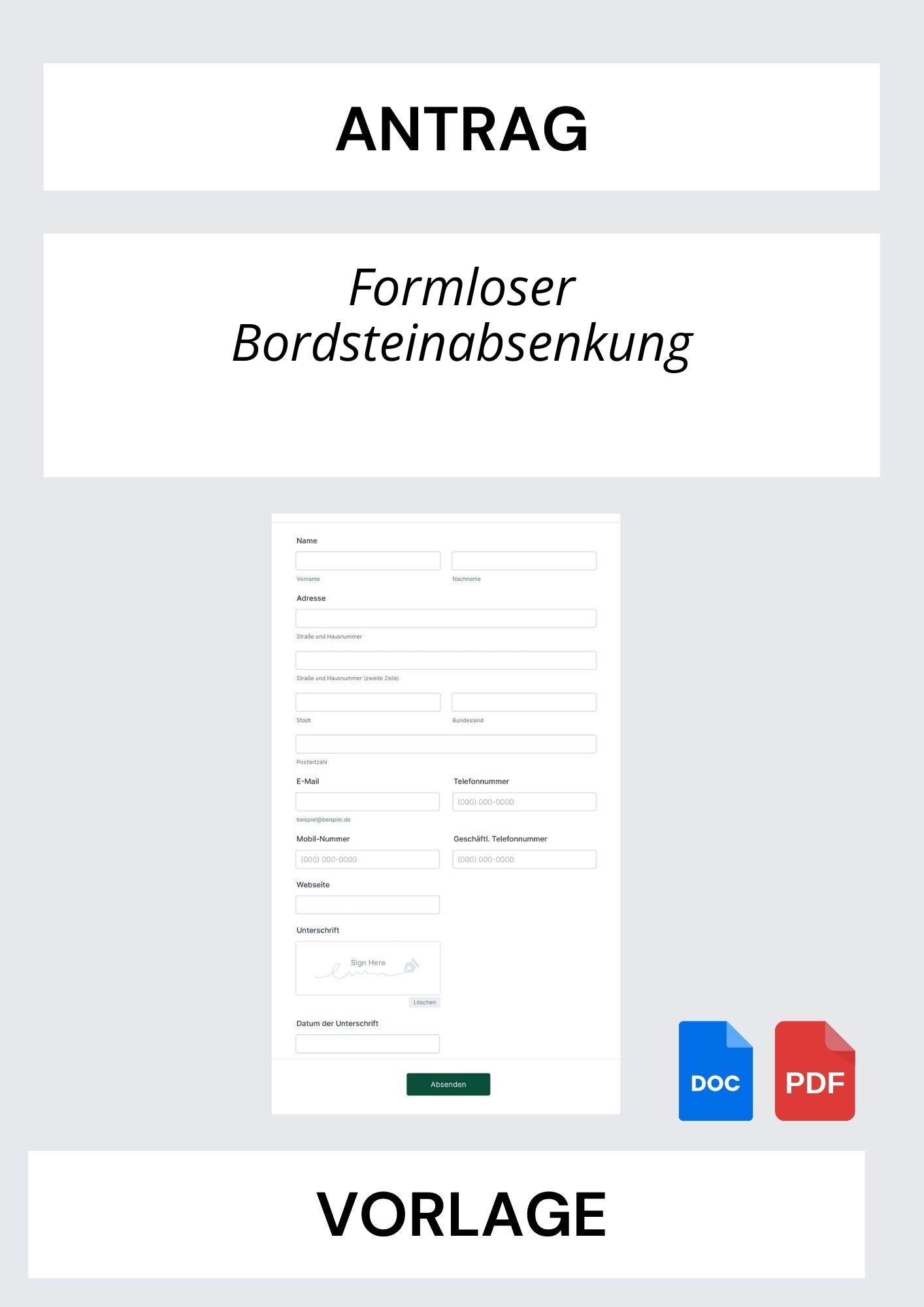 Formloser Antrag Bordsteinabsenkung Vorlage