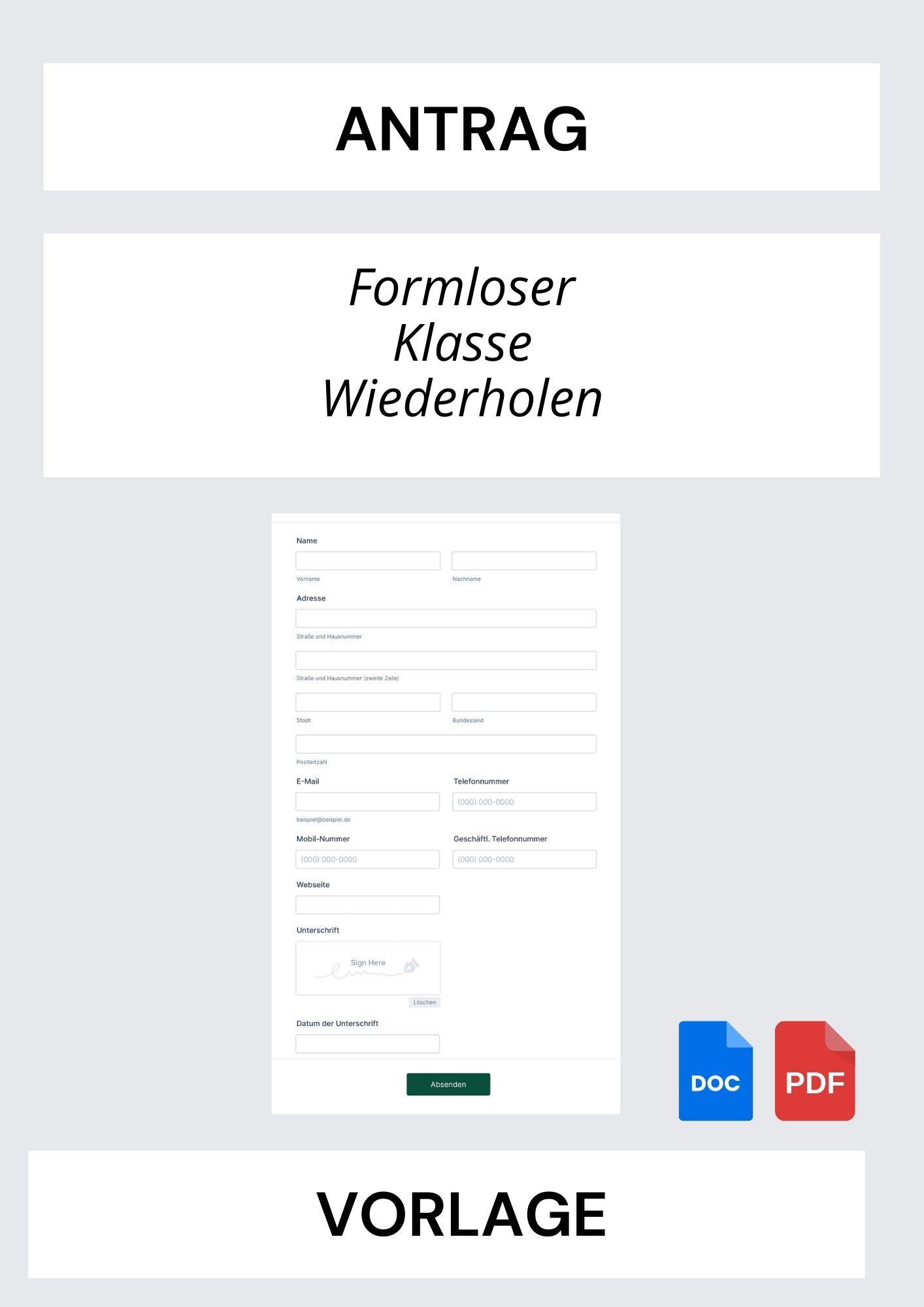 Formloser Antrag Klasse Wiederholen Vorlage