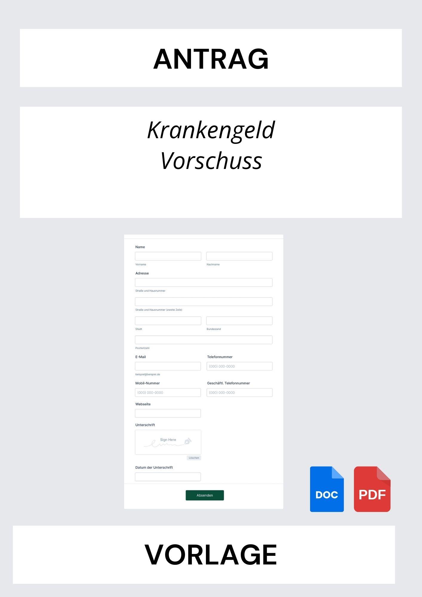 Krankengeld Vorschuss Beantragen Vorlage