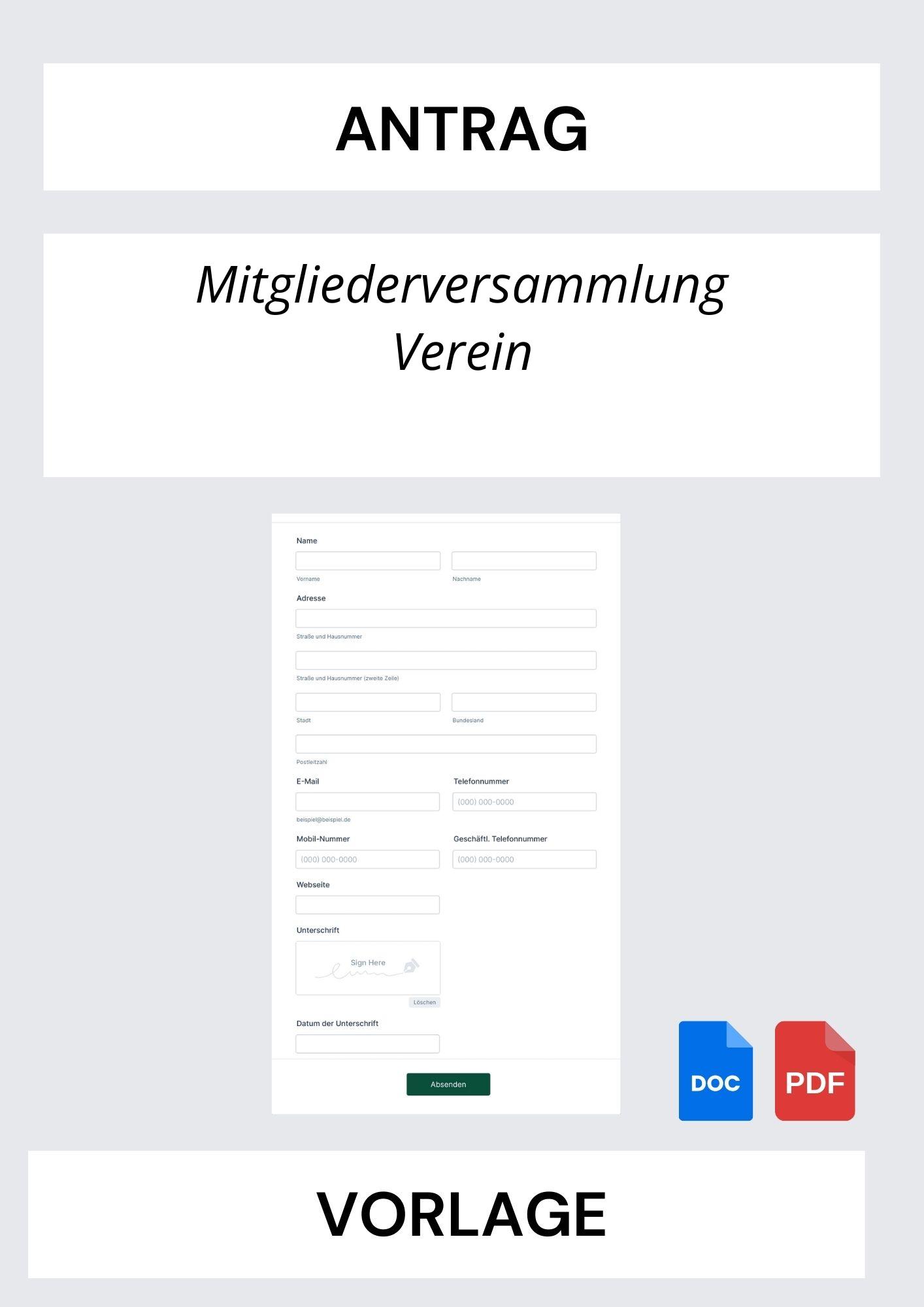 Vorlage Antrag Mitgliederversammlung Verein